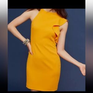 Black halo yellow dress size 8